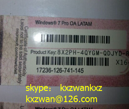 China Wholesale Windows 7 Product Key Sticker, Pro OEM COA label with good quality activation X16 supplier