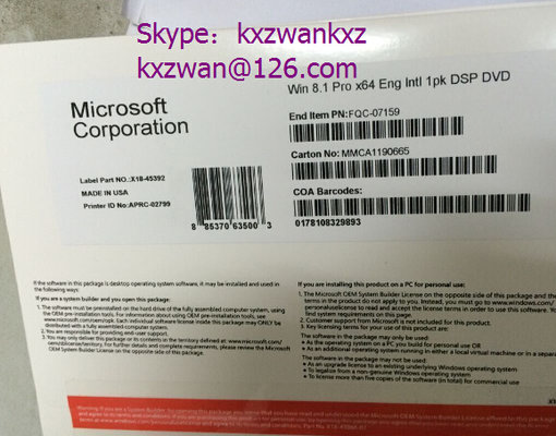 China Full version Microsoft Windows 8.1 professional full package oem key with DVD supplier