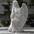 Church Sculpture Life Size Natural Marble Stone Praying Lady Angel Garden Statue