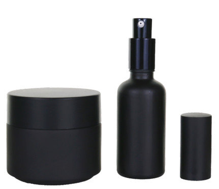 China 50ml Matte Black or white Glass Cream Jar For Cosmetic Cream Jar supplier