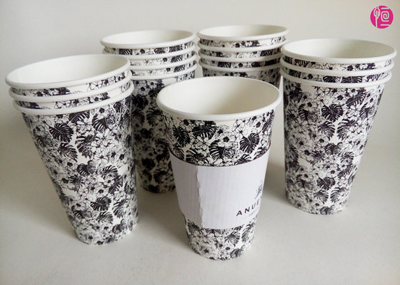 China Single Wall 16oz Hot Tea coffee takeaway cups Custom Paper Sleeve supplier