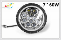 Round LED Headlight 7" 60W LED Combo Beam 5D LED Driving light high beam & Low beam & Atmosphere Light-Blue Halo Ring