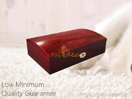 Good Quality Luxury Archered Lid High Gloss Cherry Color Pet Memorial Wooden Keepsake Urn Box with Lock, Small Order