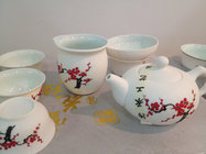Snow glaze enamel ceramic glaze porcelain enamel lotus style tea sets pots
