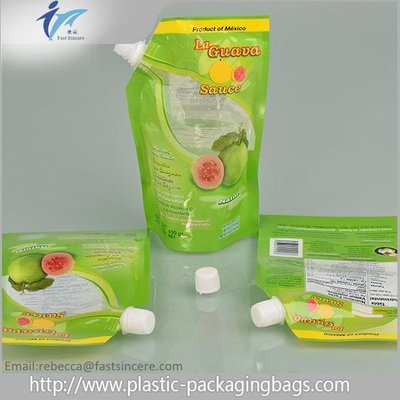 China PE PET NY Clear Self Standing Liquid Spout Bags , Beverage Corner Spout Pouch supplier