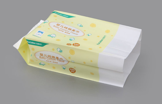 China Laminated Adhesive Sticker Side Gusset Bag For Baby Wet Tissue supplier