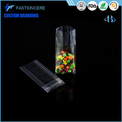 China Stand up clear plastic bags cello OPP side block bottom gusset bag for chocolate supplier