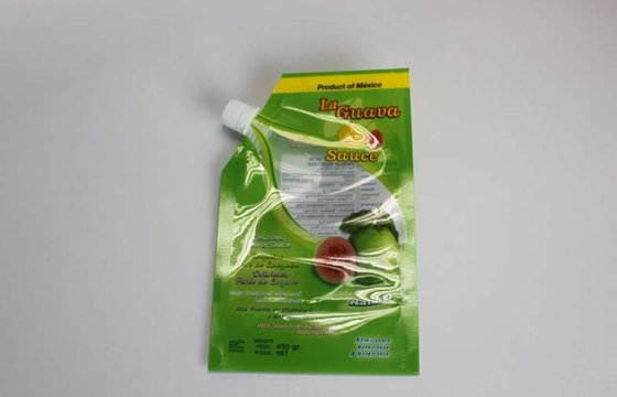 China NY / PE Green Stand Up Sauce Spout Pouches Custom Printed supplier