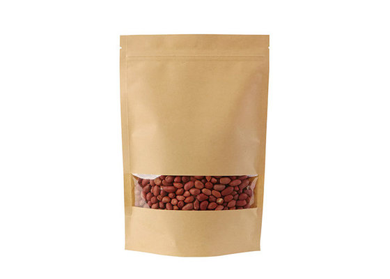 China Zipper Heat Sealed Brown Kraft Paper Coffee Food Packaging Bags supplier