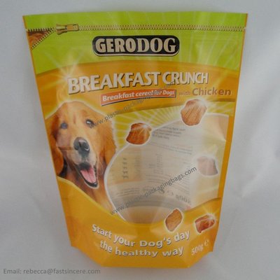 China Customized Stand up Pouch Zipper Top with Clear Window for Dog Food supplier