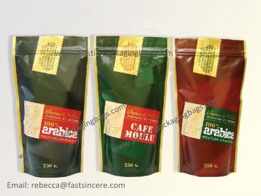 China Customized Plastic  Bags for Coffee , Stand up Printed Coffee Bag supplier