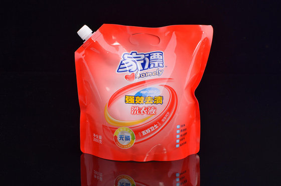 China NY / PE Recycled Plastic Spout Pouches 140 Micron For Washing Liquid 200 ml supplier