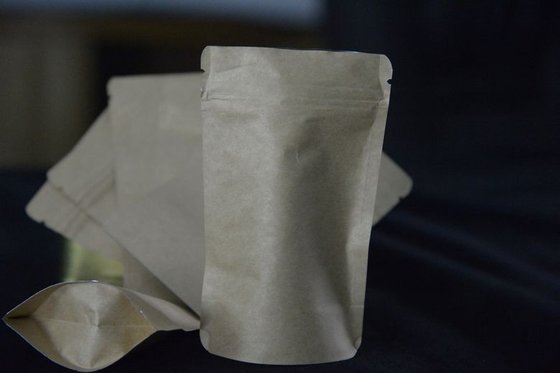 China Small Plastic Food Packaging Bags , Food Resalable Kraft Paper Stand Up Pouches supplier