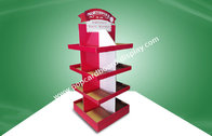 Red Eco-friendly Corrugated Four Face Free Standing Display Units With Four Shelf
