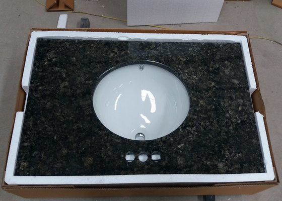 China Butterfly Green Integrated Vanity Tops With Oval Sink / Three Faucet Holes supplier