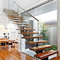 Mono Spine Straight Steel Stairs With Glass Balustrade And Teak Tread  Height Quality Staircase Stringer Customized Stai