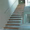 Hot selling indoor frameless glass railing solid wood steps build floating staircase designs stairs