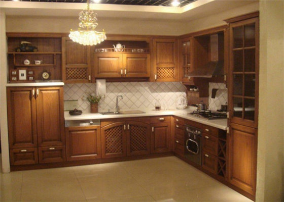 Marble stone Countertop Solid Wood Kitchen Furniture , White Closeout Kitchen Cabinets
