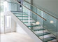 Modern stairs glass treads double side plate staircase simple steel staircase