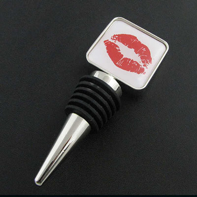 China Zinc alloy wine accessories chrome plated wine bottle stopper innovative wedding favor, printed logo with epoxy supplier