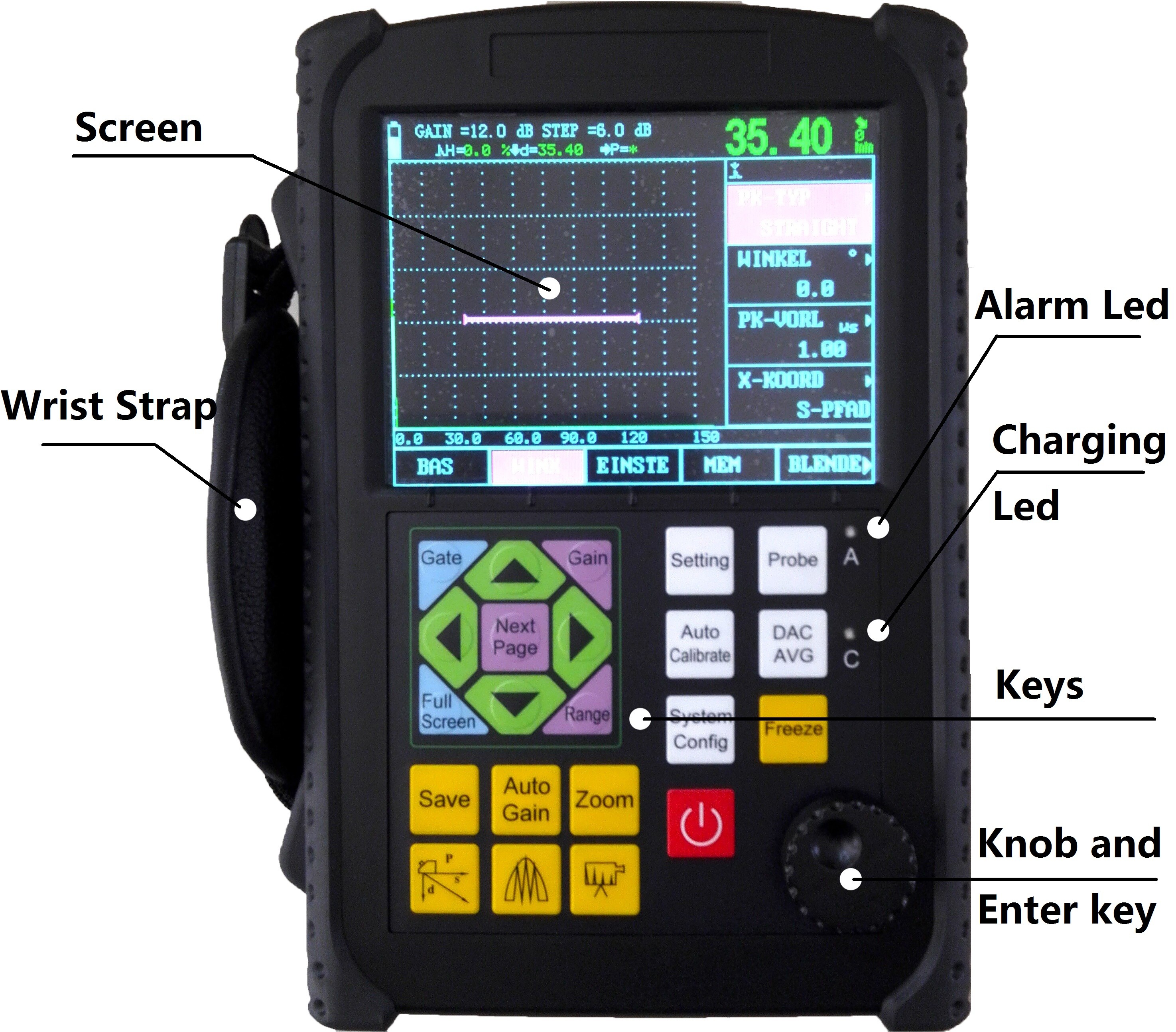 Handheld Portable Ultrasonic Flaw Detector, NDT NDE Ultrasonic Testing Equipment