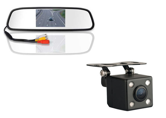 China Black High Resolution Rear View Camera Mirror With 4 Led Lightson sales