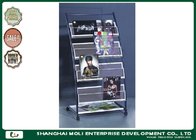 Best Moveable metal free standing magazine newspaper rack display , magazine ladder rack