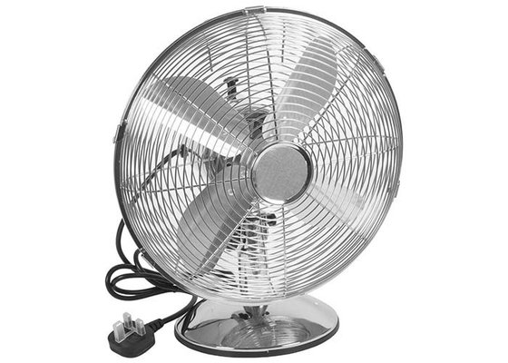 China 12 Inch Metal Table Fan Brushed Nickel On - Off Knob Switch / Small Vintage Desk Fan supplier