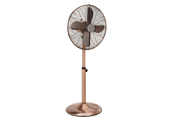 China 16 - Inch Retro Standing Fan Adjustable Height Oscillating Brushed Nickel Stand supplier