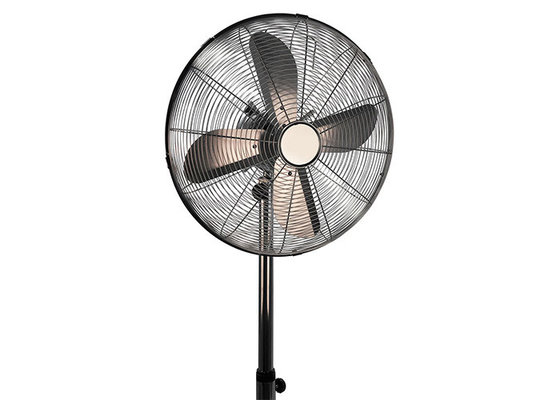China Indoor Moving Metal Chrome Floor Standing Fan With Safety Grille &amp; Stable Base supplier