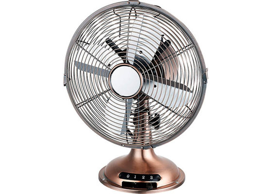 China 40cm Portable Indoor Metal Desk Fan Air Cooling Three Speed Onyx Copper Color supplier