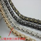 Fashionable classical high quality light gold 12 mm width three rows metal chain for handbags