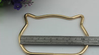 Popular wholesale zinc alloy cat head shape light gold metal bag hardware handle