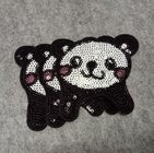 custom clothing PANDA design sequin embroidery patch embroidery badge