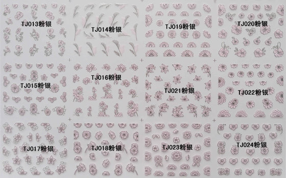 Wholesaler Nail Art Stickers,Nail Art Decals, Water Slide Nail Stickers, (TJ013-024 pink silver)