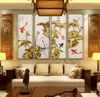 Handmade Asian Metal Wall Art Lotus Flower Iron Framed for Home Decor Set of 4 Panels DTA-009-A