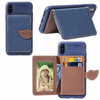 2018 Summer Leaf Buckle Card Slots Camera Photos Holder Wallet Stand Flip Pu Leather Phone Case For iPhone X