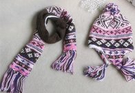 Knit peruvian hat scarf 2 pcs set