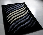 White/Black/Grey Wave 3D Polyester Shaggy Rug Modern Area Carpet(3226)