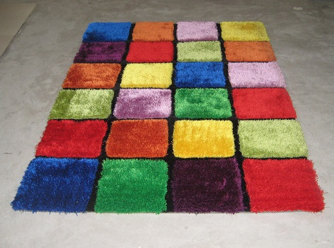 Box design colorful Soft shaggy carpet and Rug with 8 colors and shining effect