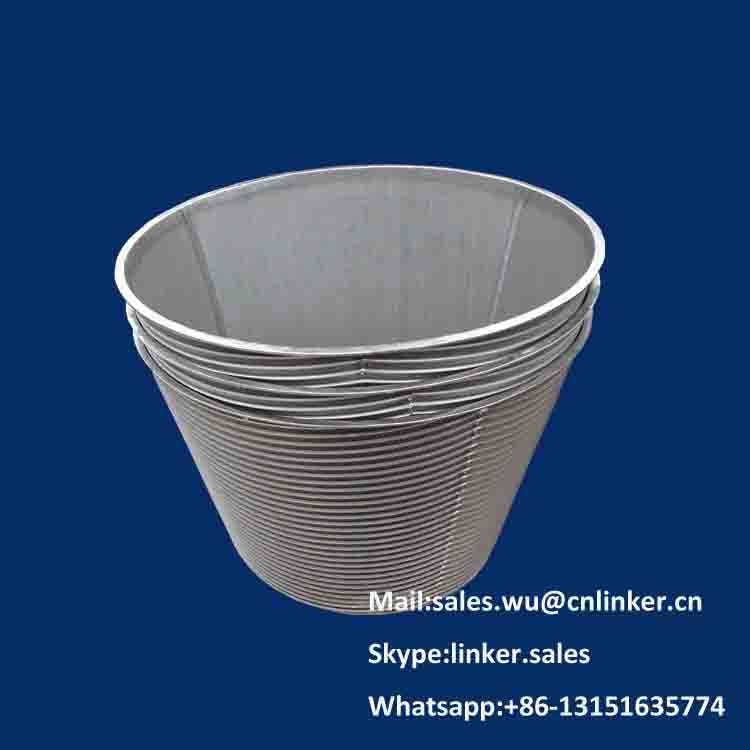Wedge wire conical basket