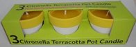 3pk Yellow Citronella clay jar scented candle with the printed box