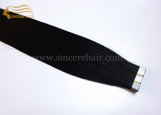 China 26 Inch Remy Human Hair Extensions, 65 CM Long Jet Black Remy Tape In Human Hair Extensions 2.5 Gram x 20 Piece For Sale supplier