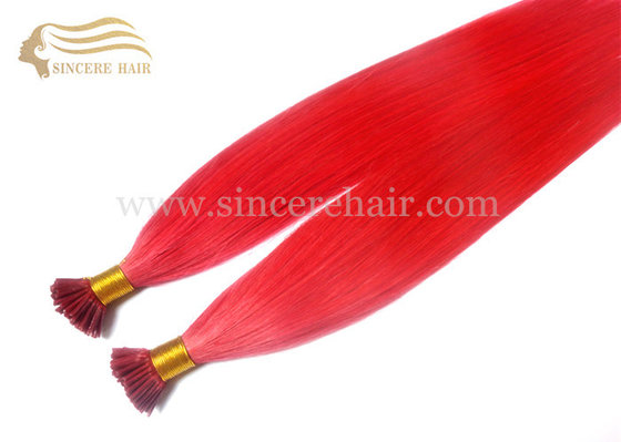 China 50 CM Pre Bonded I Tip Hair Extensions - 1.0 Gram Straight Red I-Tip Remy Hair Extensions For Sale supplier