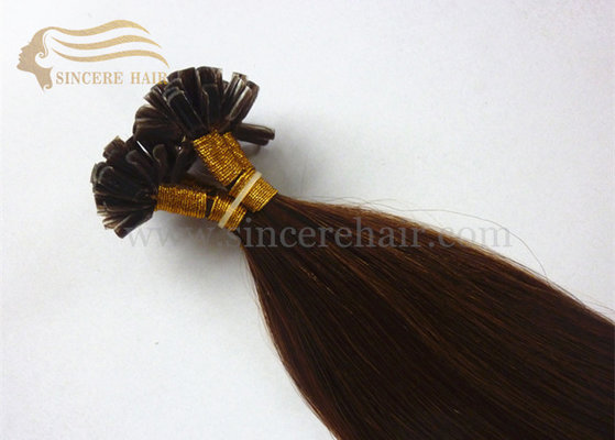 China 20&quot; Straight Hair Extensions, 1.0 Gram Silk Straight Brown Pre-Bonded U Tip Hair Extensions For Sale supplier