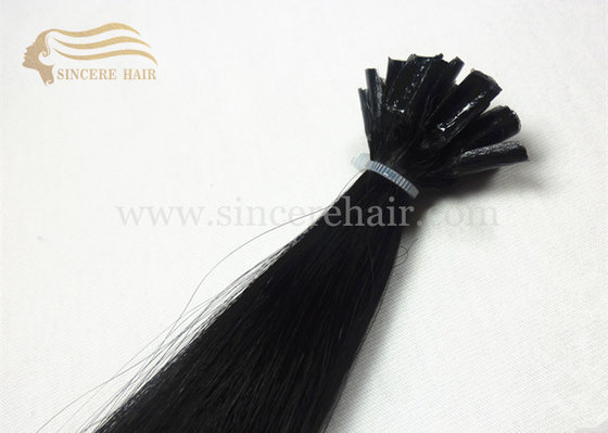 China 24&quot; Double Drawn Jet Black #1 Italian Keratin Fusion U Shape Hair Extensions 1.2 Gram for sale supplier