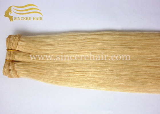 China Top Quality 24 Inch 60 CM Long Blonde #613 Remy Human Hair Weft Extensions For Sale supplier