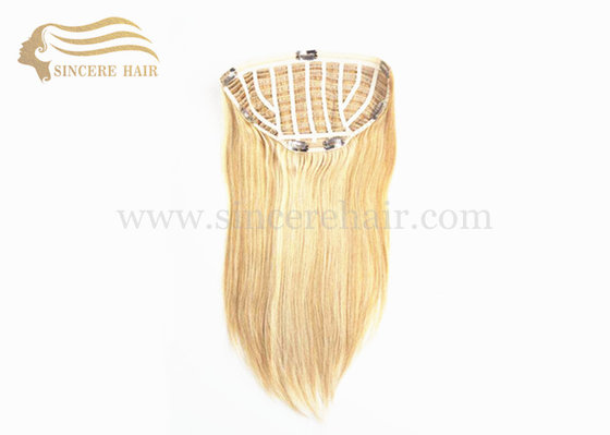 China 16&quot; Blonde Hair Wigs - 40 CM Straight Blonde Remy Human Hair Half Wig 90 Gram For Sale supplier