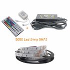 10M SMD 5050 RGB LED Flexible Strip Light Kit 150LEDs 30LEDs/M with 44Keys IR Remote Controller with DC 12V Power Supply
