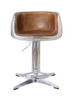 Vintage Tan Brown Leather Counter Height Stools , Kitchen Counter Swivel Stools With Backs